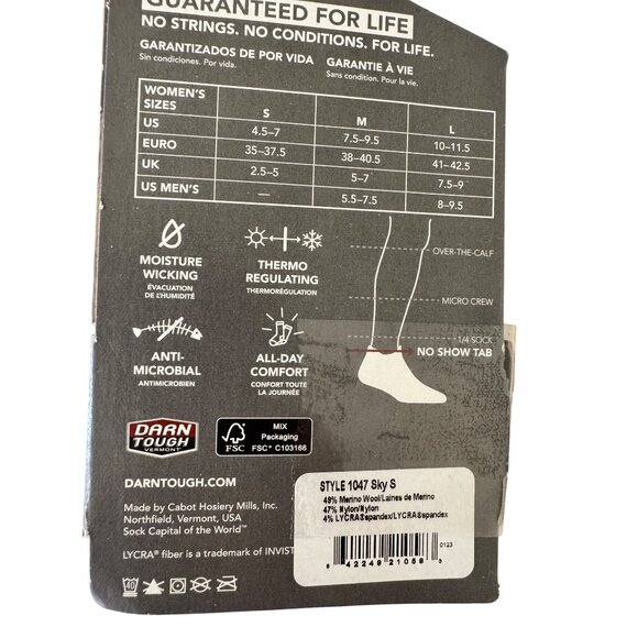 Darn Tough Merino Run Wool Size Small 4.5-7 Women’s NWT No Show Tab - Picture 5 of 6